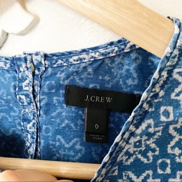 J. crew Bleached-Out patterned Indigo Top sz 0 - Picture 4 of 8